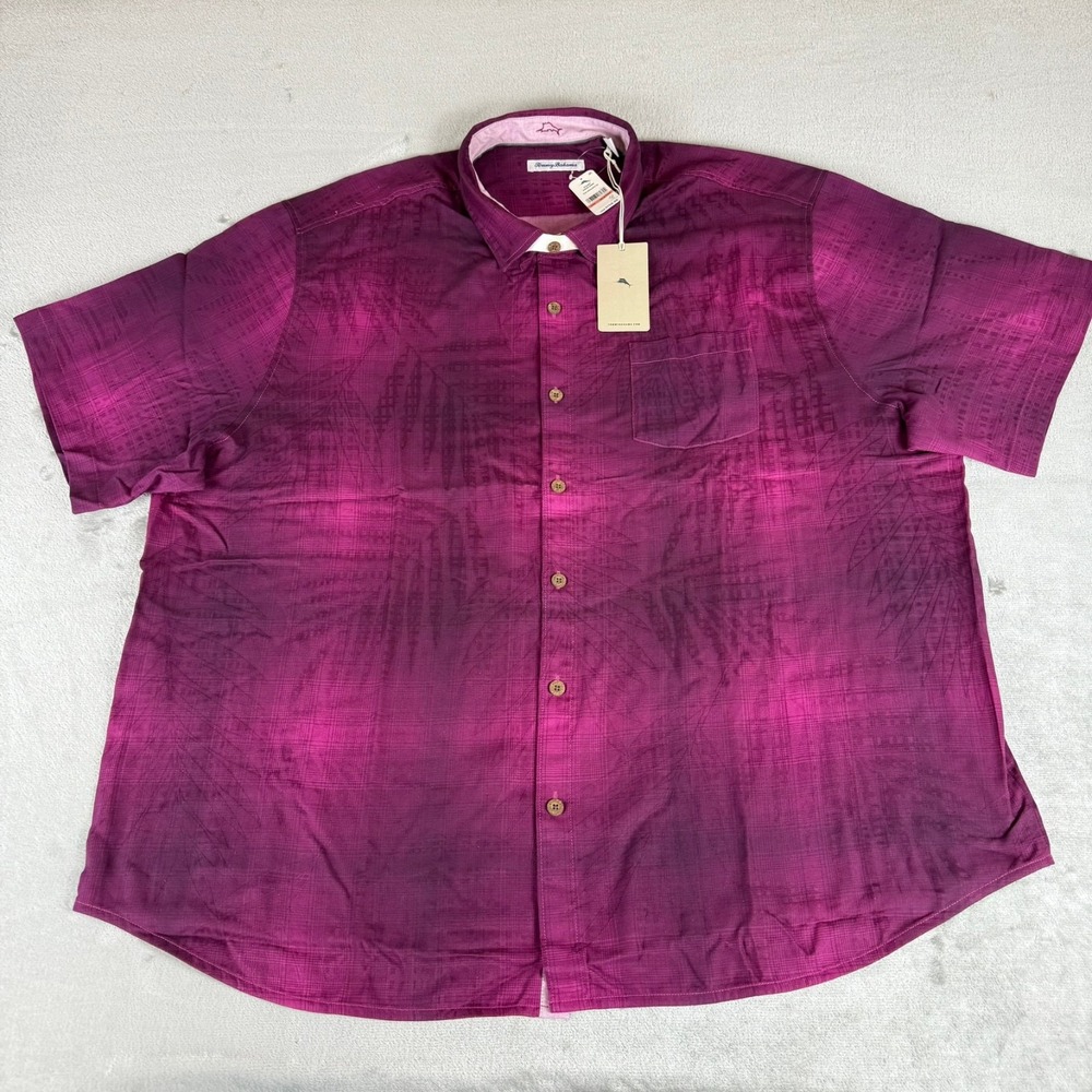 Tommy Bahama Silk Madera Ombre Shirt Mens 3XLB Purple Pocket Light $158 New NWT